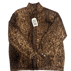 NWT 100% Silk Leopard Print Bomber Jacket